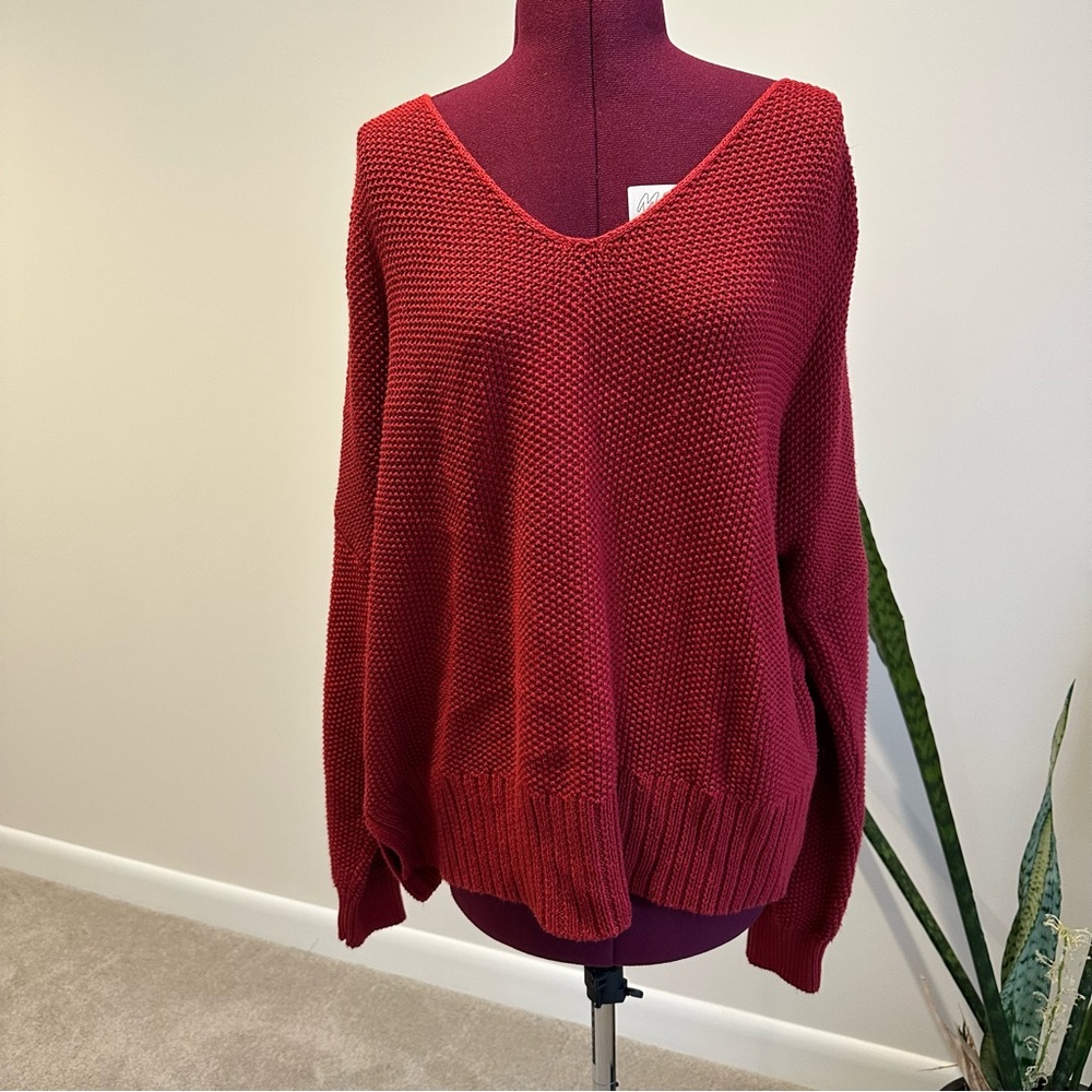 Lucky Brand Red V-Neck Sweater size xl